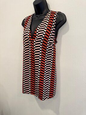 Marella ART.365 US 8 Geometric Stripe Sleeveless V-Neck Top